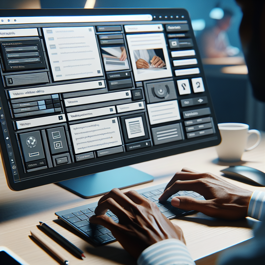 Block-basierter Editor mit Inhaltsblöcken auf einem Bildschirm